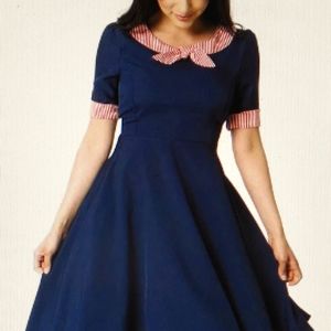 Unique Vintage XL Navy Swing Dress